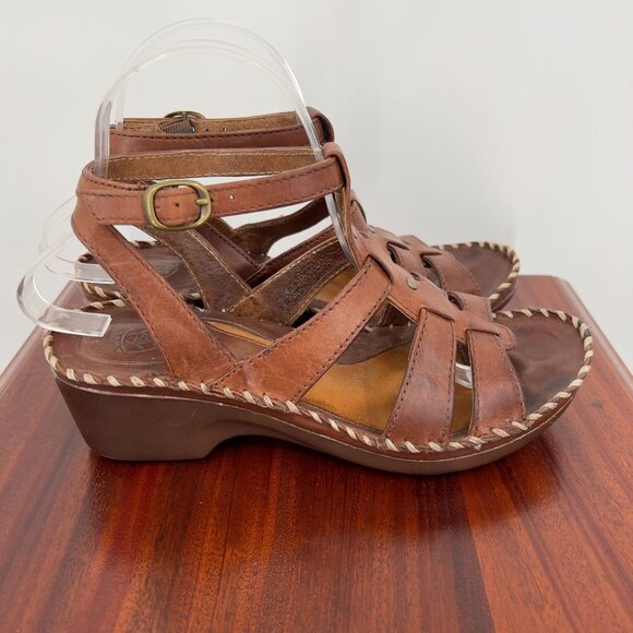 Ariat Women's Leather Brown Wedge Ankle Sandals Size 8B - Picture 2 of 11